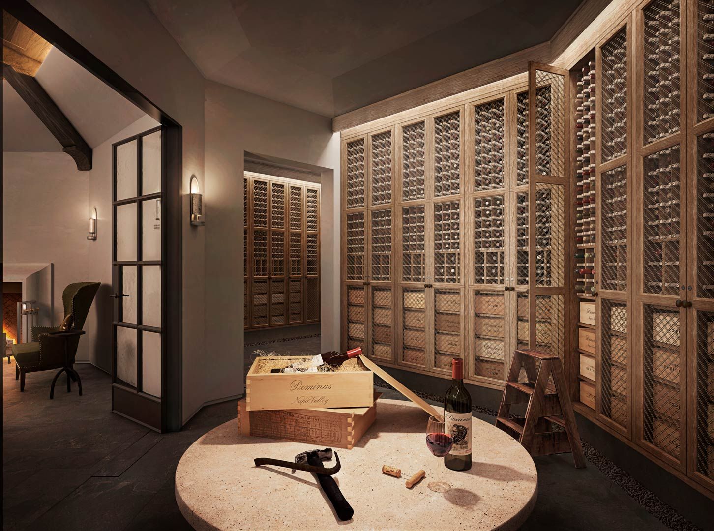 Rustic wine cellar design in a luxury home